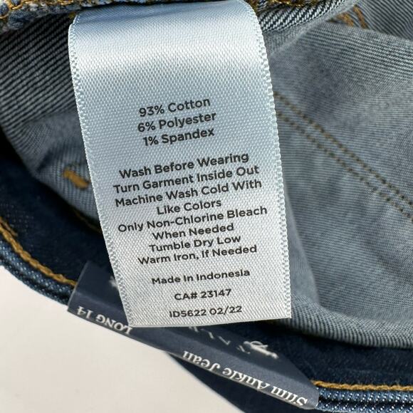 Talbots Slim Ankle Dark Wash Jeans Womens 14L Blue Denim Mid Rise Cotton Blend - Picture 9 of 9